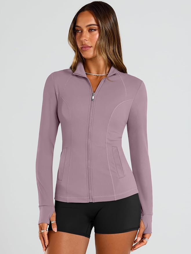 Trendy Queen Womens Lightweight Zip Up Jackets 2026 Athletic Workout Hoodies Spring Shirt Fitted Gym Clothes with Pocket