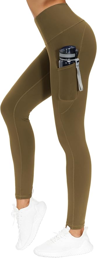 THE GYM PEOPLE Thick High Waist Yoga Pants with Pockets, Tummy Control Workout Running Yoga Leggings for Women