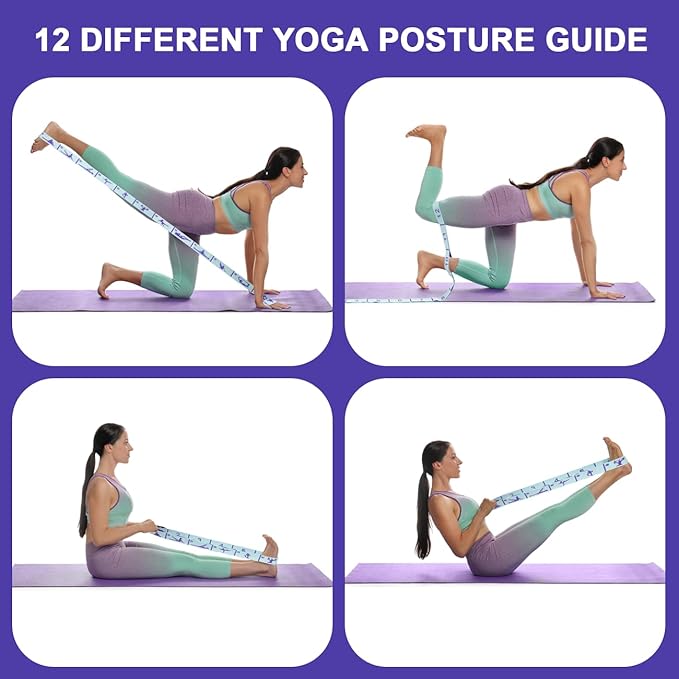 Elastic Yoga Stretching Strap with Loops, CEILIWEN Stretch Straps for Physical Therapy, Pilates Stretch Band, Elastic Exercise Bands, Leg Stretching Strap, Stretch Resistance Bands for Exercise