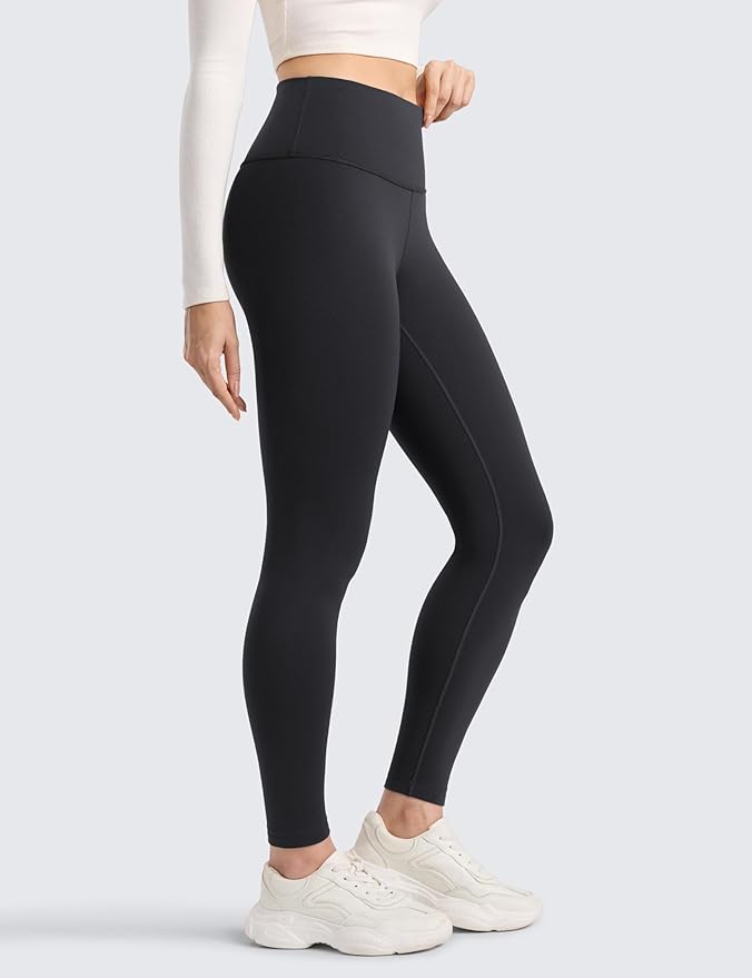 CRZ YOGA Matte Thermal Fleece Lined Leggings 28'' - Casual Lounge Workout Womens Yoga Full Length Pants Winter Warm