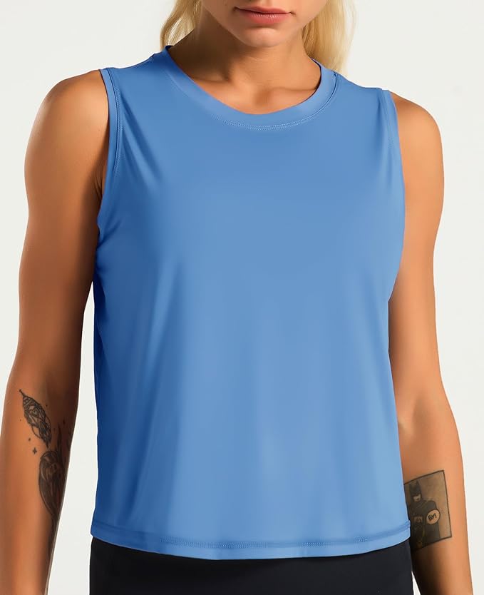 Dragon Fit Womens Ice Silk Workout Tank Tops Sleeveless Cropped Yoga Shirt for Running Gym Summer