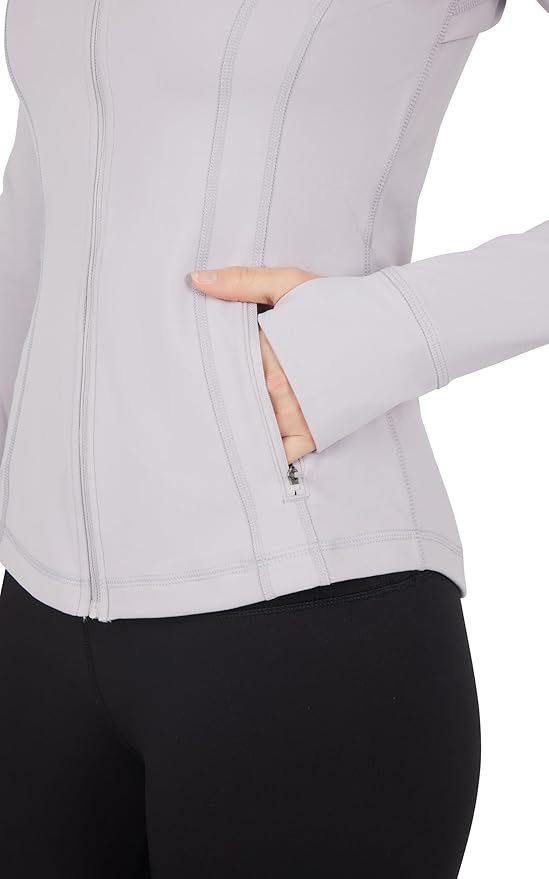 90 Degree By Reflex Full Zip Running Track Jacket Lightweight Athletic Slim Fit Jacket with Thumbholes