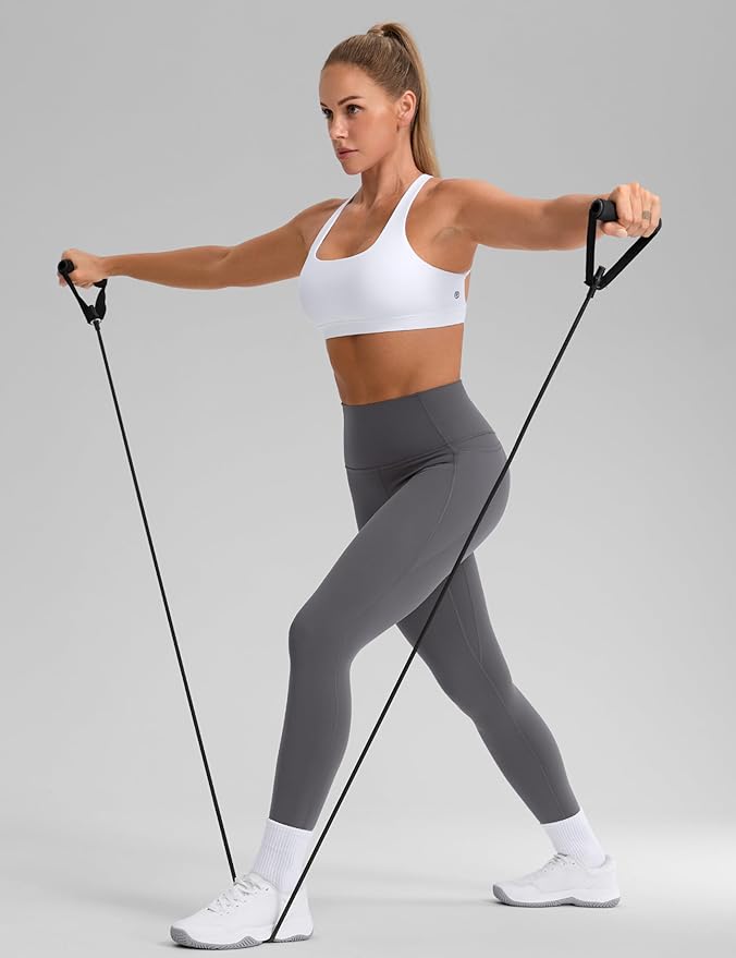 CRZ YOGA Butterbreeze Square Neck Sports Bras for Women - Strappy Thin Straps Workout Traning Padded Gym Halter Cami Top