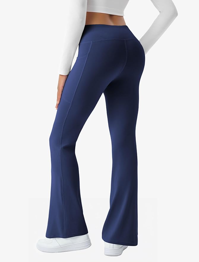 COPYLEAF Women's Flare Yoga Pants with Pockets V Crossover High Waisted Bootcut Yoga Leggings-Flare Workout Gym Leggings