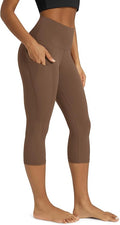 ODODOS Women's High Waisted Yoga Capris with Pockets, Tummy Control Non See Through Workout Athletic Running Capri Leggings