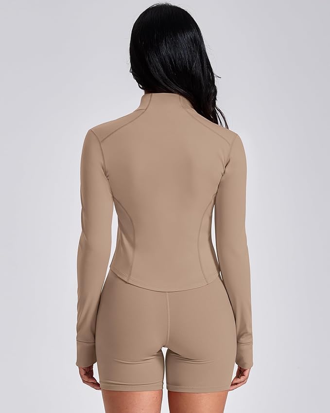 GYM RAINBOW Workout Jackets for Woman Lightweight Athletic Full Zip Running Jacket BBL Cropped Jackets Slim With Thumb Holes