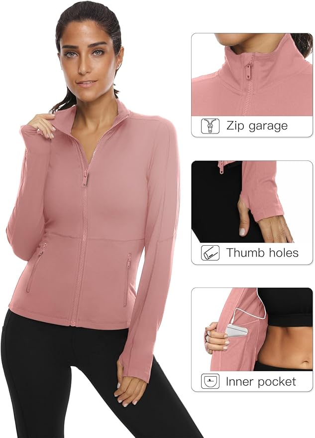 VUTRU Women's Workout Yoga Jacket Full Zip Running Athletic Track Jacket
