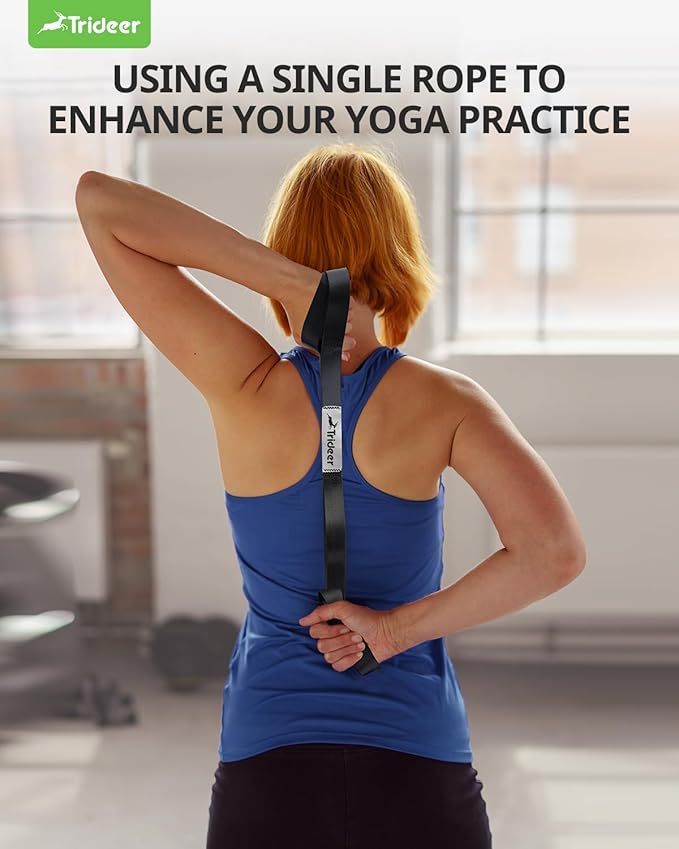 Trideer Stretching Strap for Physical Therapy & Home Rehab, Non-Elastic Yoga Strap for Stretching with Loops for Hamstring, Calf & Back Stretcher Mobility, Hip & Pilates