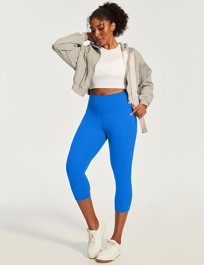 Ewedoos Capri Leggings for Women High Waisted Yoga Pants with Pockets for Women Tummy Control Workout Leggings Yoga Capris