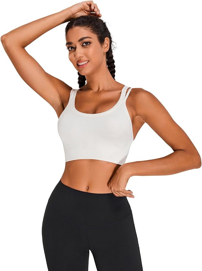 Sports Bras for Women HIigh Support, Criss-Cross Back Padded Strappy High Impact Sports Bras for Women Large Bust