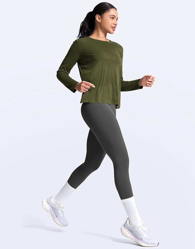 SANTINY Women's Lightweight Long Sleeve Workout Tops Split Back Gym Running Hiking Athletic Shirt Quick Dry UPF 50+ Sun Shirt