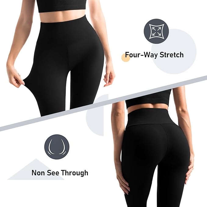 Leafigure 2 Pack Leggings with Pockets for Women, High Waisted Soft Leggings for Yoga Gym
