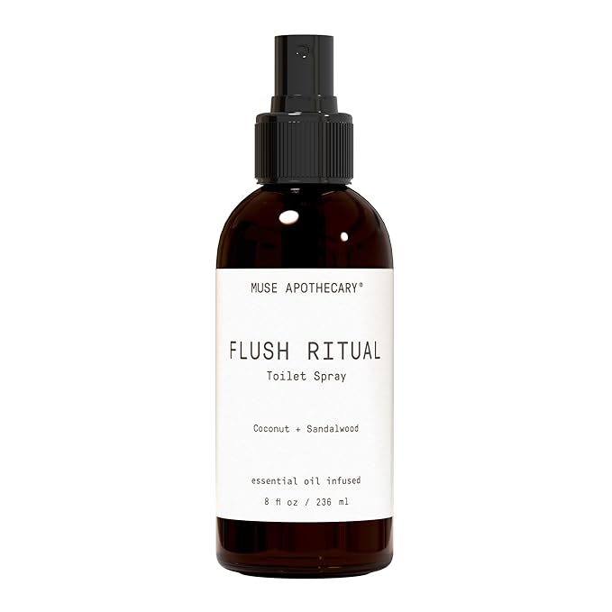 Muse Apothecary Flush Ritual - Aromatic & Refreshing Toilet Spray, Use Before You Go, 8 oz, Infused with Natural Essential Oils - Coconut + Sandalwood