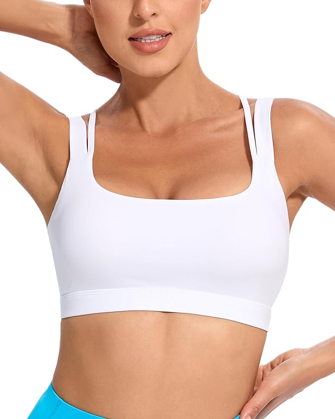 RUNNING GIRL Sports Bras for Women,Padded Strappy Sports Bras Criss-Cross Back Medium Support Sports Bras with Removable Cups