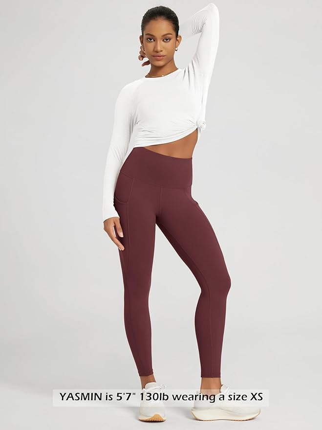 ODODOS Women's High Waisted Yoga Leggings with Pockets, Tummy Control Non See Through Workout Athletic Running Yoga Pants