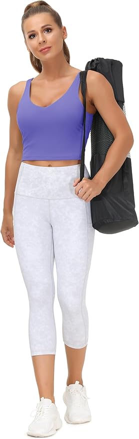 THE GYM PEOPLE Womens' Sports Bra Longline Wirefree Padded with Medium Support