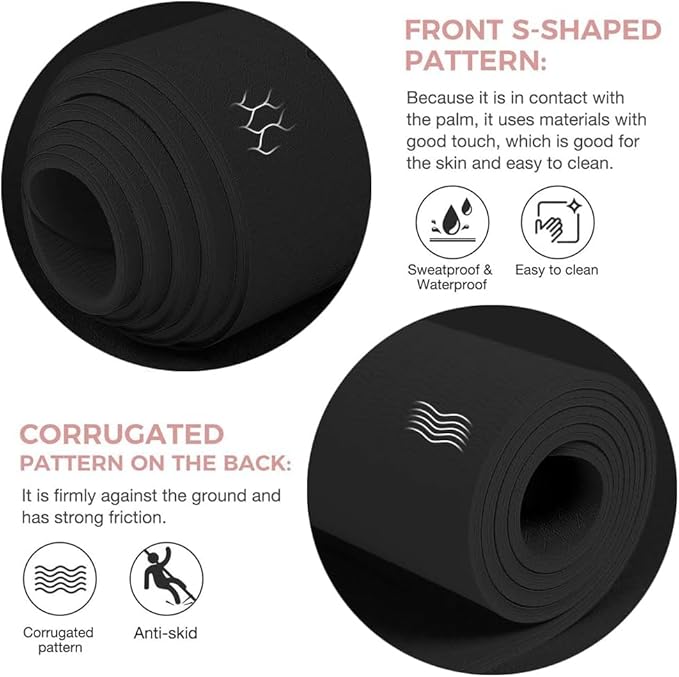Gruper Yoga Mat Non Slip TPE Extra Wide Yoga Mat with Alignment Mark, 72"L x 32"W x 0.32"/0.24"Th (183cm x 80cm x 8mm/6mm), Anti-Tear Exercise Mat with Carrying Strap and Bag, Workout Mats for Yoga, Pilates