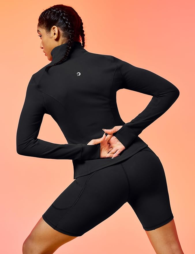 IUGA Women's Workout Jackets BBL Running Athletic Jackets Lightweight Full Zip Up Slim Fit for Women with Thumb Holes