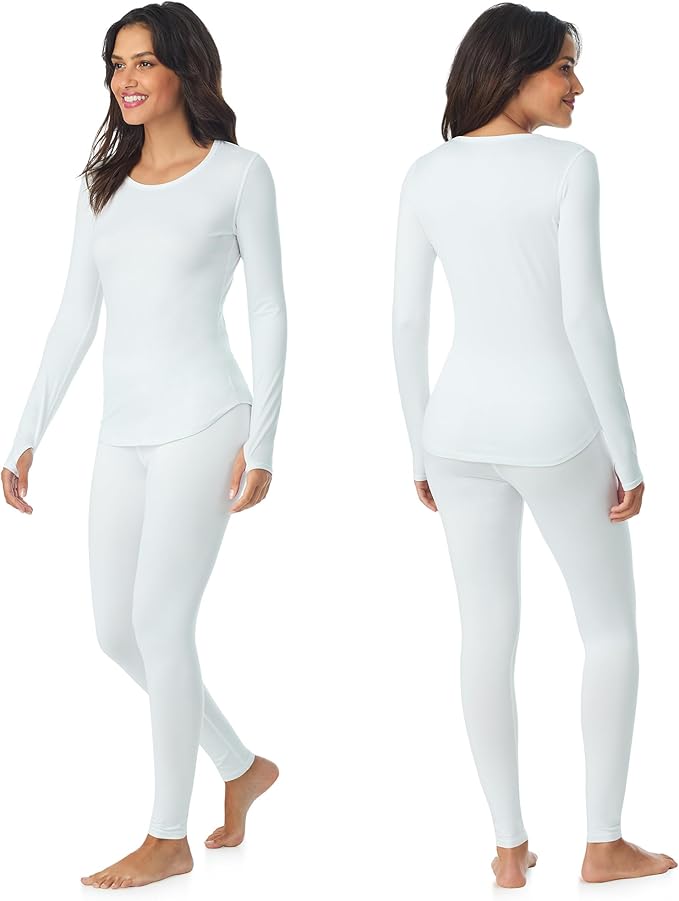 Cuddl Duds Womens Lightweight Breathable Everyday Active Base Layer Set - Long Sleeve Top & Leggings - Lounge Sets for Women