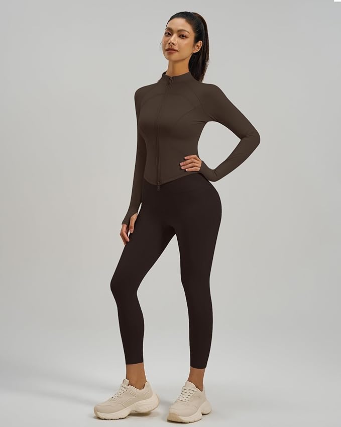 Gacaky Womens Cropped Workout Running Jackets Lightweight Slim Fit Athletic Yoga Jacket Full Zip Tops with Pocket