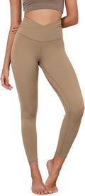 ODODOS Women's Cross Waist Yoga Leggings with Inner Pocket, 23"/25"/28" Gathered Crossover Workout Yoga Pants