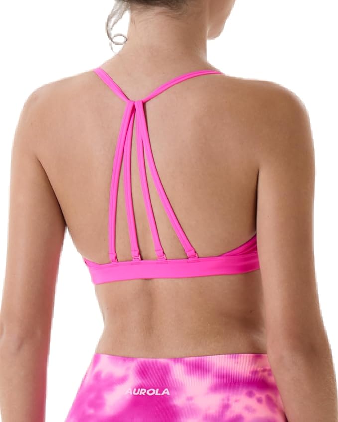 AUROLA Mercury Workout Sports Bras Women Athletic Removable Padded Backless Strapy Minimal Crop Top