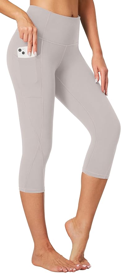 Heathyoga Capri Leggings for Women High Waisted Capri Leggings with Pockets for Women Tummy Control Yoga Pants Women