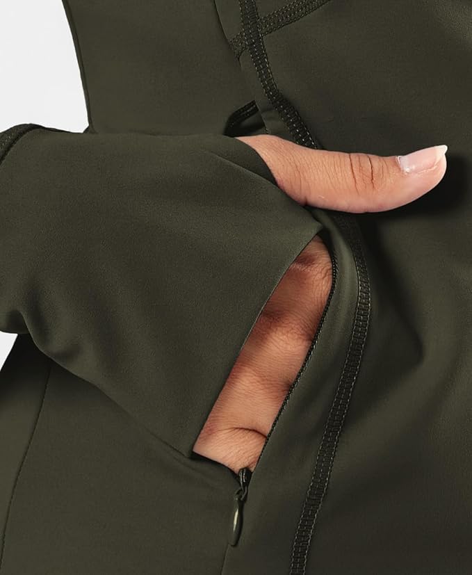 Waitfairy Zip Up Jackets for Women Yoga Gym Top Running Workout Jackets for Woman Track Jacket Women with Thumb Holes