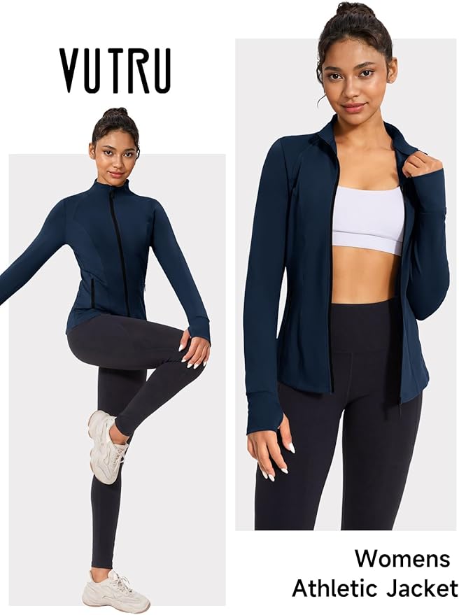 VUTRU Women's Workout Jacket Zip Up Athletic Lightweight Running Yoga Jacket with Pockets