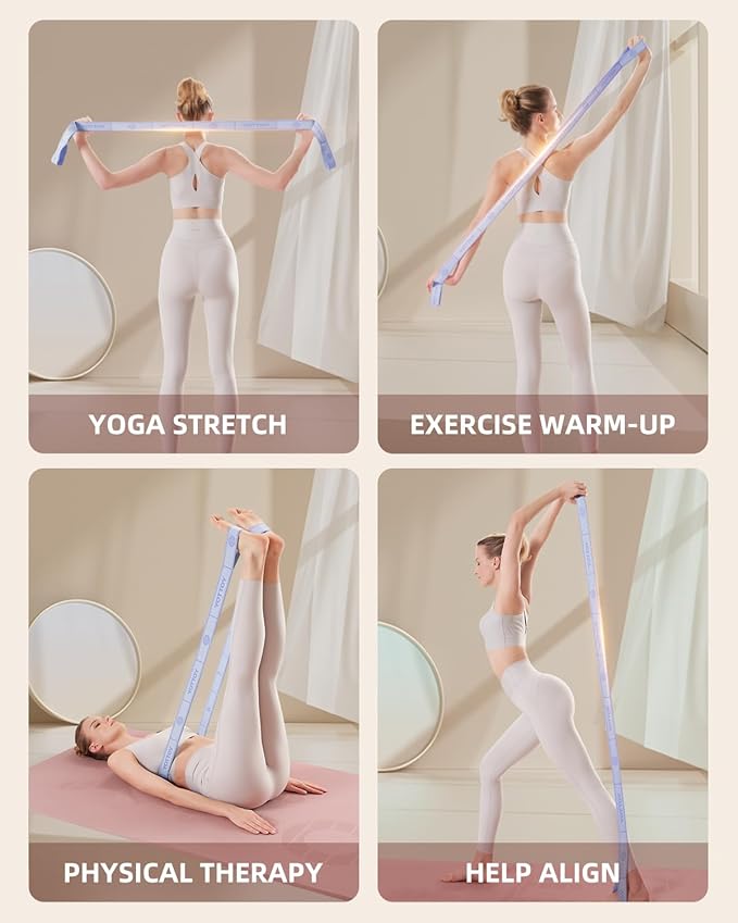 YOTTOY Yoga Strap and Resistance Bands-Exercise Elastic Bands for Working Out Women with 10 Loops-Perfect for Stretching and Physical Therapy