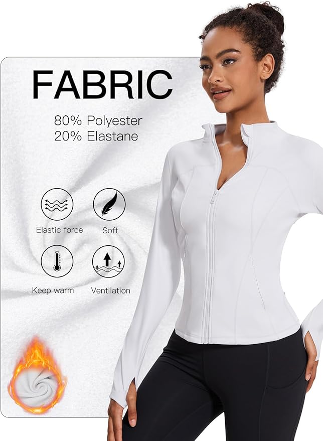 VUTRU Womens Workout Yoga Jacket Lightweight Zip Up Athletic Jacket Lightweight Cropped Jacekt with Pockets