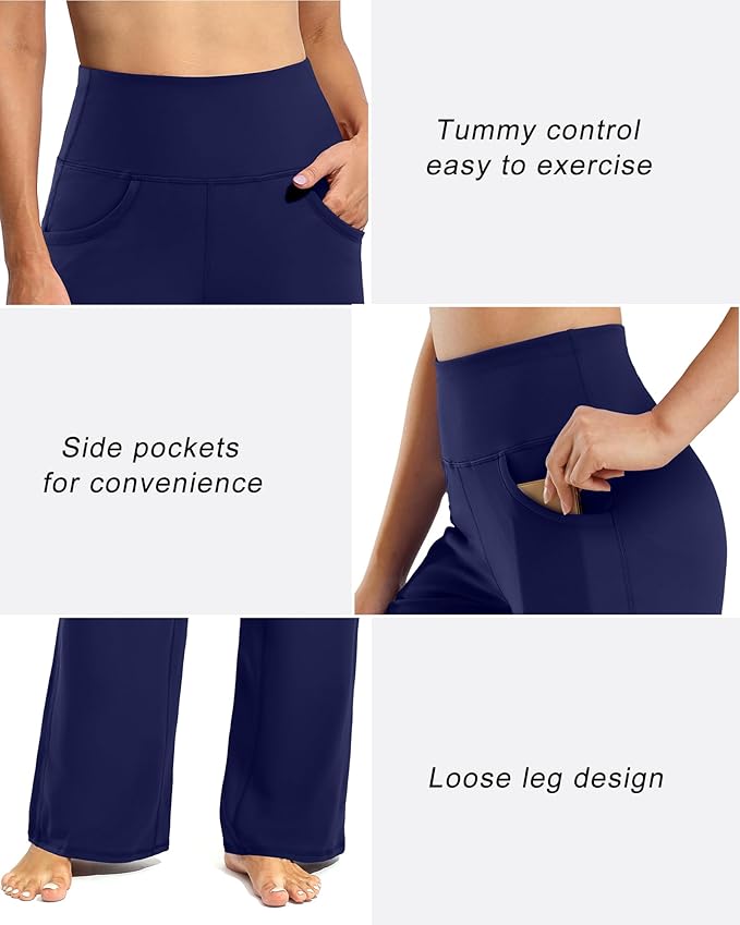 Promover Wide Leg Pants Woman Yoga Pants with Pockets Stretch Loose Casual Lounge Sweatpants Petite/Regular/Tall