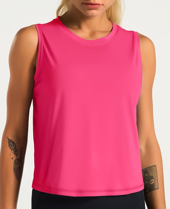 Dragon Fit Womens Ice Silk Workout Tank Tops Sleeveless Cropped Yoga Shirt for Running Gym Summer