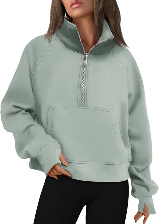 AUTOMET Womens Sweatshirts Half Zip Cropped Pullover Fleece Quarter Zipper Hoodies 2026 Fall Fashion Outfits Clothes
