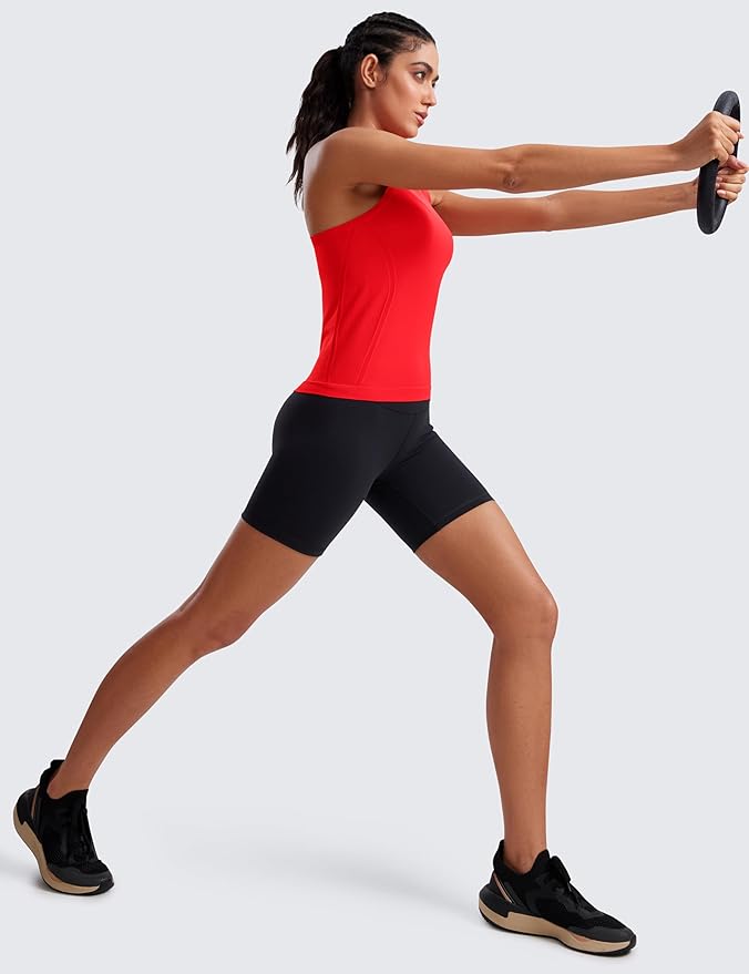 CRZ YOGA Seamless Workout Tank Tops for Women - Athletic Running Gym Sleeveless Shirts Crewneck Racerback Breathable