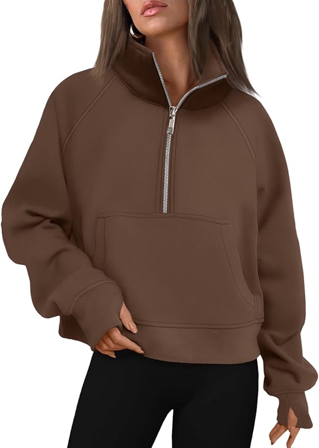 AUTOMET Womens Sweatshirts Half Zip Cropped Pullover Fleece Quarter Zipper Hoodies 2026 Fall Fashion Outfits Clothes