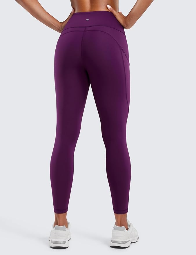 CRZ YOGA Naked Feeling Workout Leggings Pockets 25'' - High Waisted Womens Yoga Pants Running Tights