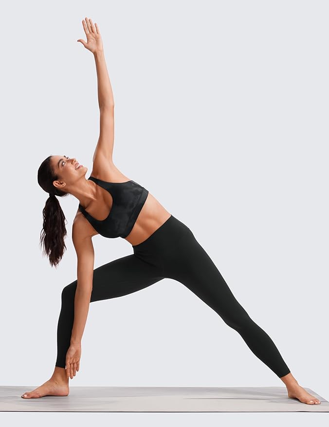 CRZ YOGA Naked Feeling Strappy Padded Sports Bras for Women - Fitness Workout Top Criss Cross Back Yoga Cami
