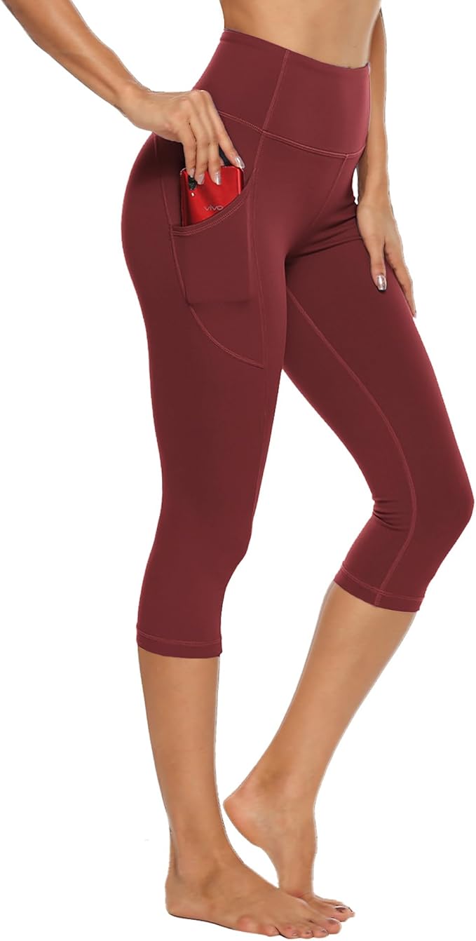 Stelle Women's Capri Yoga Pants with Pockets Essential High Waisted Leggings for Workout