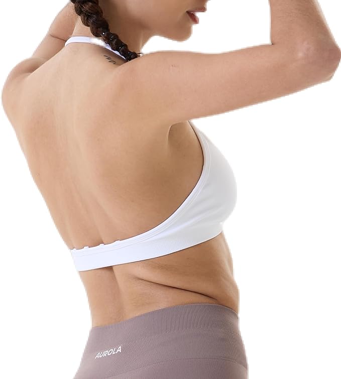 AUROLA Mercury Workout Sports Bras Women Athletic Removable Padded Backless Strapy Minimal Crop Top