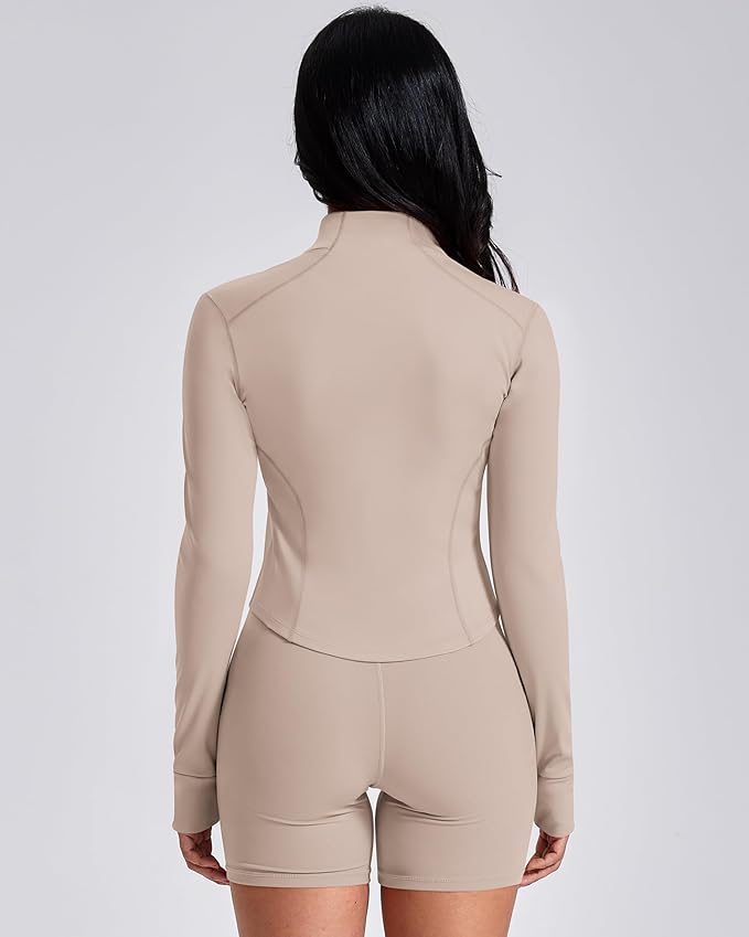 GYM RAINBOW Workout Jackets for Woman Lightweight Athletic Full Zip Running Jacket BBL Cropped Jackets Slim With Thumb Holes
