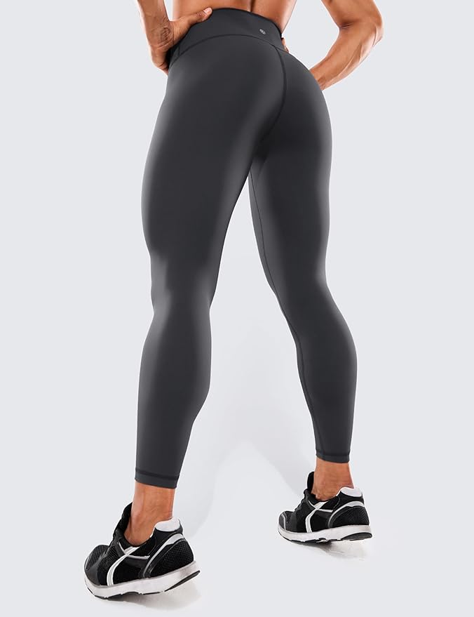 CRZ YOGA Women's Hugged Feeling Compression Leggings 25 Inches - Thick High Waisted Tummy Control Workout Pants Tights