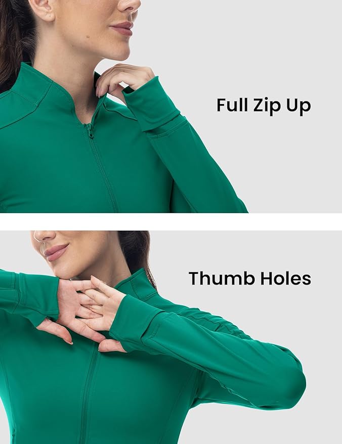 BGOWATU Women's Workout Athletic Jacket Full Zip Running Jackets Gym Yoga Track Tops with Pockets Thumb Hole