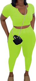 Nimsruc 2 Piece Sets For Women Sexy Casual Workout Crop Short Sleeve Long pants Leggings Sets Summer Active Wear
