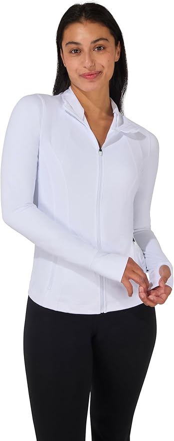 90 Degree By Reflex Full Zip Running Track Jacket Lightweight Athletic Slim Fit Jacket with Thumbholes