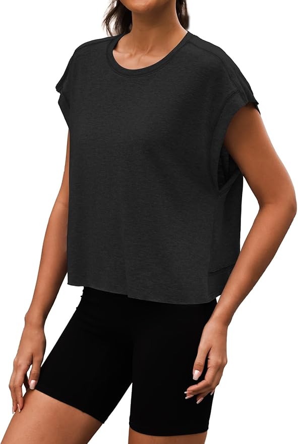 Women Open Back Workout Shirts Short Sleeve Tops Casual Yoga Y2k Athletic Gym Running Crop Tees