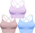 Sykooria 3 Pack Strappy Sports Bra for Women Sexy Crisscross for Yoga Running Athletic Gym Workout Fitness Tank Tops
