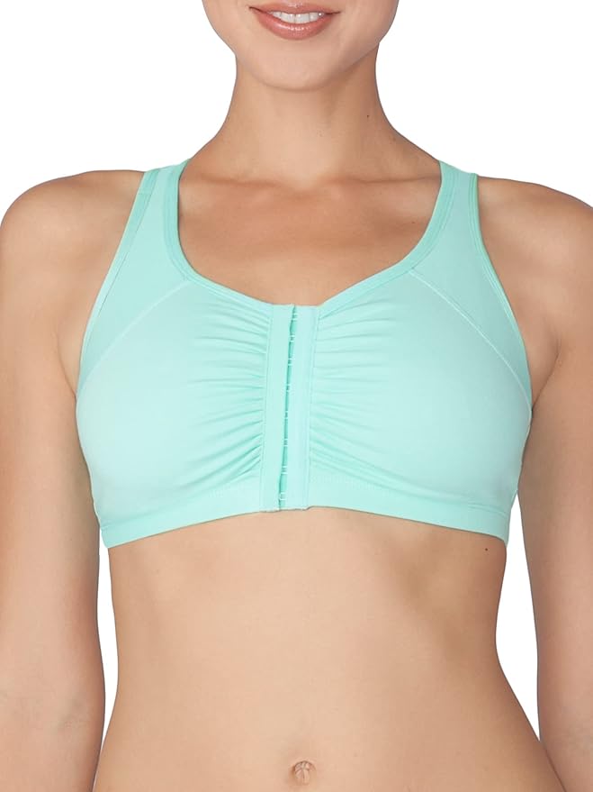 Fruit of the Loom Women's 96014PK Comfort Cotton Blend Front Close Sports Bra 2 Pack