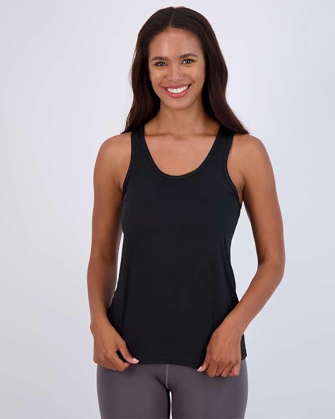 Real Essentials 5 Pack: Women's Racerback Tank Top Dry-Fit Athletic Performance Yoga Activewear (Available in Plus Size)