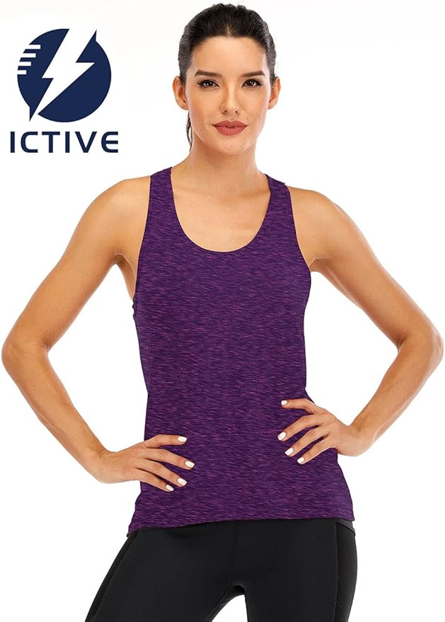 ICTIVE Womens Cross Backless Workout Tops for Women Racerback Tank Tops Open Back Running Muscle Tank Yoga Shirts